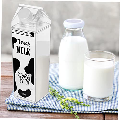 Cabilock Printed Milk Bottle 8.07In Leakproof Milk Storage Container Compact Beverage Jug for Cold Drinks Juice Tea Portable Travel and Refrigerator Use
