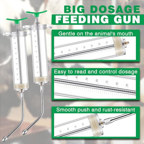 Threlaco 100ml 2 Pcs Drench Gun for Goats, Sheep & Cattle - size: 100ml