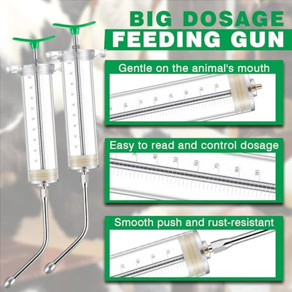Threlaco 100ml 2 Pcs Drench Gun for Goats, Sheep & Cattle - size: 100ml