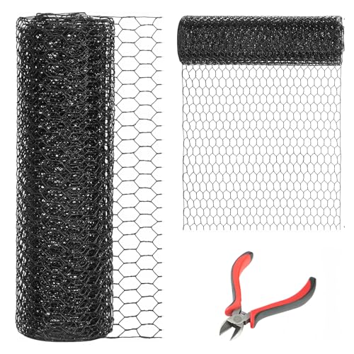 72'' x 150' Black Chicken Wire Fencing, 1 inch Chicken Wire and 19 Gauge Poultry Netting, Garden Mesh Fence Roll for Floral Arrangements/Crafts/Farm/Livestock/Pet Protection - size: 19 gauge 72'' x 150'