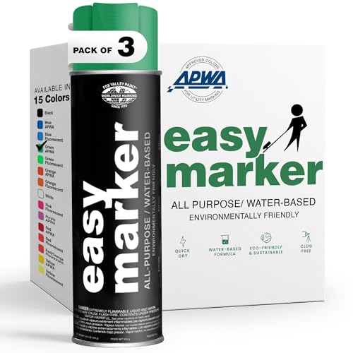 Fox Valley Easy Marker Inverted Spray Paint 16oz Pack of 3, Green - color: Green APWA
