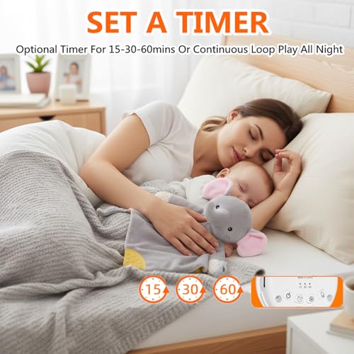 BEREST Baby Sound Sleep Soother- White Noise and Lullaby Infant Sleeping Aid with Cry Sensor at Nap Time Routine, Awesome Babies Gift Portable Plush Toddler Snuggle Toy, Infant Blanket (Grey) - color: Grey