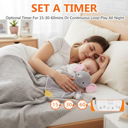 BEREST Baby Sound Sleep Soother- White Noise and Lullaby Infant Sleeping Aid with Cry Sensor at Nap Time Routine, Awesome Babies Gift Portable Plush Toddler Snuggle Toy, Infant Blanket (Grey) - color: Grey