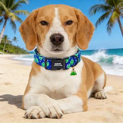 Elegant Little Tail Summer Dog Collar, Cute Green Frog Pattern Soft Cotton Pet Collars with Sturdy Quick Release Buckle Male Adjustable Pet Collar for Small Medium Large Dogs - color: Frog, size: X-Small (Pack of 1)