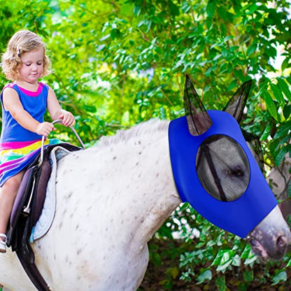 Frienda 4 Pcs Horse Fly Mask with Ear, Medium, Purple, Blue, Pink, Black - color: Purple, Blue, Pink, Black, size: Medium