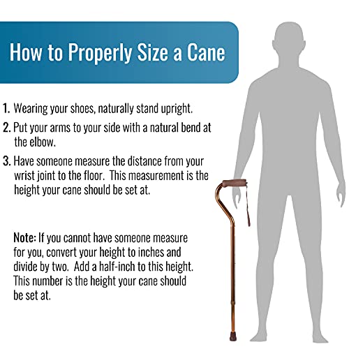 DMI Walking Cane for Adult Men and Women, FSA Eligible, Lightweight and Adjustable, Ergonomic Hand Grip and Wrist Strap - color: Bronze