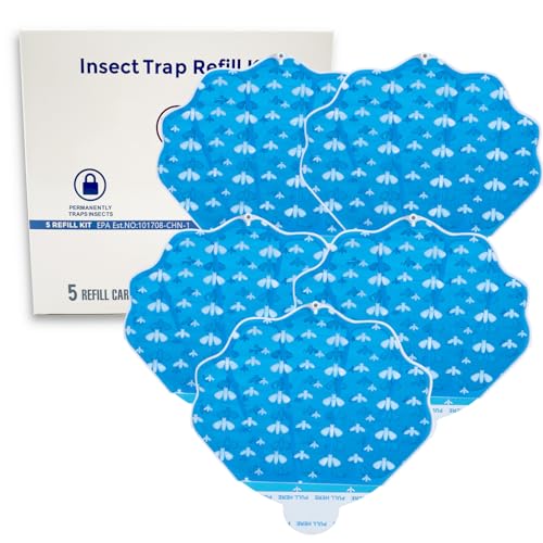 Flying Insect Trap Refill Kit Plug-in Sticky Card Plug Refills | Replacement Glue Cards for HU002 Insect Trap (5 Pack-Refill, Transparent) - size: 5 Pcs-Refill