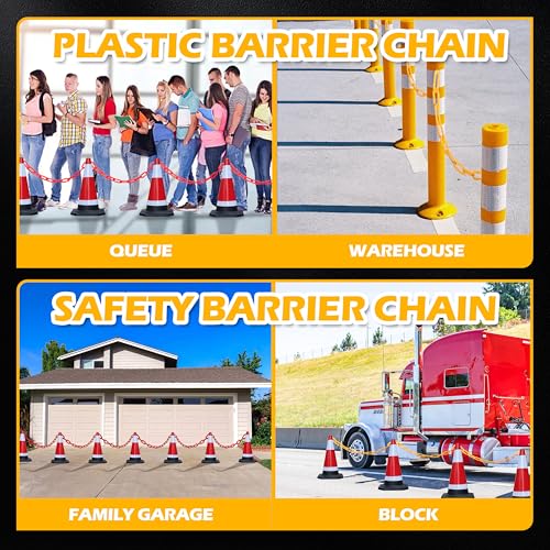 240 Feet Plastic Barrier Chain Green,1.5-Inch Link Diameter Safety Barrier Chain，Large Plastic Chain，6MM Plastic Barrier Chain，Plastic Chain Links - color: green, size: 1-1/2 in-240feet