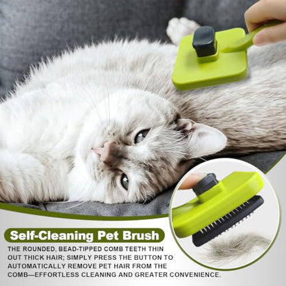 Green Self Cleaning Slicker Brush for Dogs&Cats for Shedding 17mm