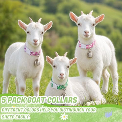 5 Pack Floral Goat Collars Adjustable Grazing Collar with Copper Bells - color: 5 Pack