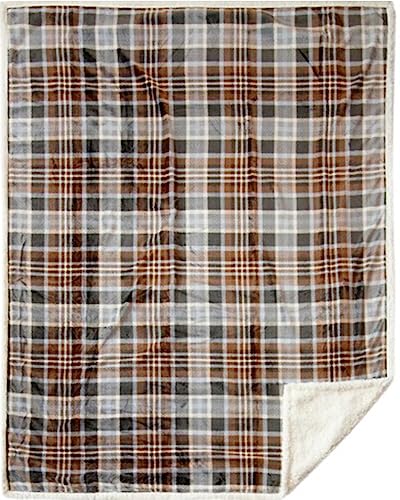 Carstens, Inc. Ultra Premium Super Soft Plush Sherpa Fleece Oversized Throw Blanket 54" x 68", Gray Chestnut Plaid - color: Gray Chestnut Plaid