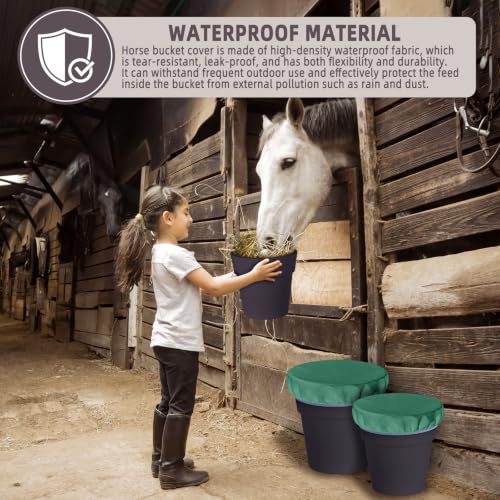 2-5 Gallon Horse Bucket Cover, Waterproof Horse Feed Bucket Cover, Lightweight and Easy to Use (Excluding Bucket, Green) - color: Green