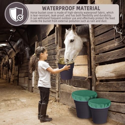 2-5 Gallon Horse Bucket Cover, Waterproof Horse Feed Bucket Cover, Lightweight and Easy to Use (Excluding Bucket, Green) - color: Green