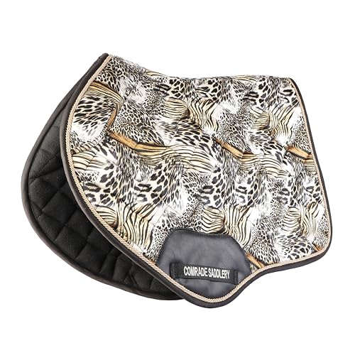 Wool & Textile English Saddle Pad, All-Purpose Horse Saddle Pad with Bold Animal Print, Breathable, Shock-Absorbing, Soft Lining, Stylish & Durable for Everyday Riding & Training