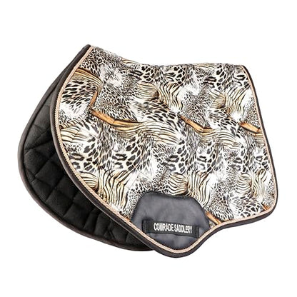 Wool & Textile English Saddle Pad, All-Purpose Horse Saddle Pad with Bold Animal Print, Breathable, Shock-Absorbing, Soft Lining, Stylish & Durable for Everyday Riding & Training