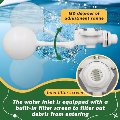 3/4 Detachable Floating Float Valve,White Plastic Water Float Valve with Adjustable Arm for Water Level Control for Water Tank Pond, Livestock Waterer (3/4") - size: 0.75 Inch