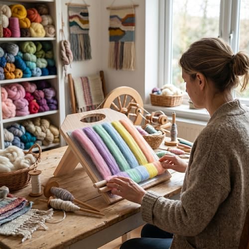 Dmnnlp Wool Blending Board, with 2 Combs for Spinning Fiber,Carding Brush Set, DIY Felt Toys, Wool Roving Preparation Organize