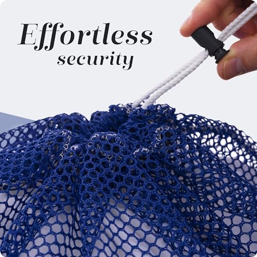 Handy Laundry Mesh XL Laundry Bag 24"x36", Heavy Duty Drawstring, Blue - color: Blue