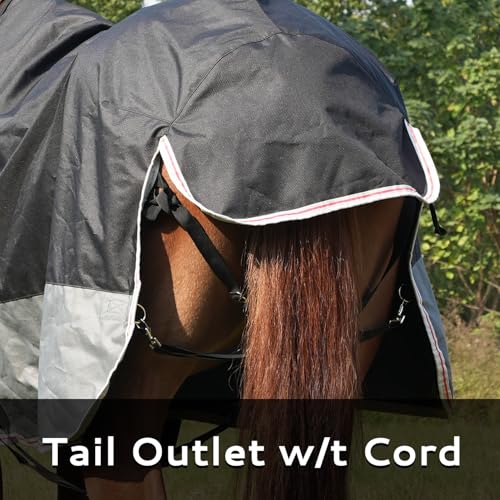 Equoray Horse Rug Fly Sheet Waterproof Rainproof Breathable Turnout Blanket Lightweight Polyfill for Cool Weather Perfect for Spring, Fall & Mild Winter, Black/Grey