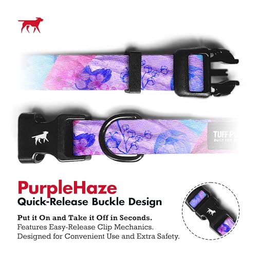 Tuff Pupper Premium Adjustable Dog Collar for Small Boy & Girl Dogs, Stylish Pattern Collars Designed in USA, Quick Release Buckle, PurpleHaze Print, Small (0.7 Inch Wide x 8-12 Inch Neck) - color: PurpleHaze, size: Small