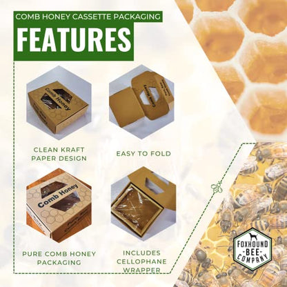 Foxhound Bee Company Comb Honey Cassette Packaging, Medium Frame Packaging - 40 Pack - size: 1 Count (Pack of 40)