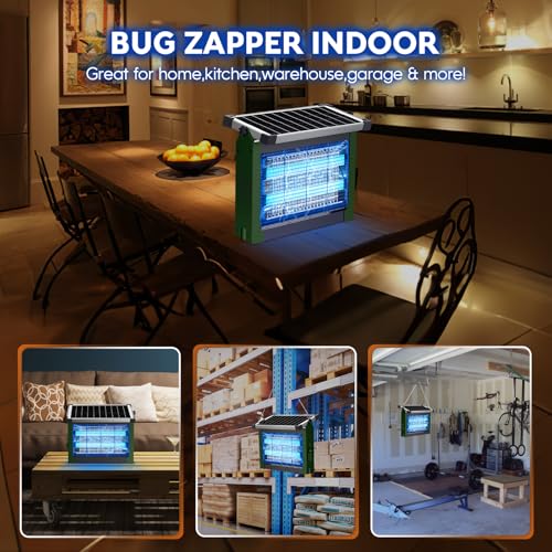 PhatroyYee Solar Bug Zapper Outdoor, Waterproof Mosquito Fly Zapper 4500V - color: Army Green