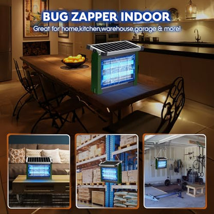 PhatroyYee Solar Bug Zapper Outdoor, Waterproof Mosquito Fly Zapper 4500V - color: Army Green