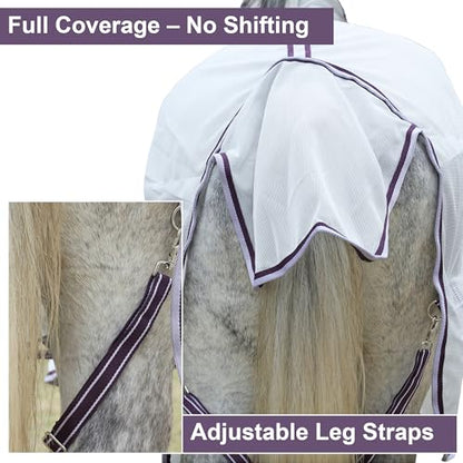 LEAFOREST Breathable Mesh High Airflow Fly Sheets for Horses UV Protection - size: 84IN