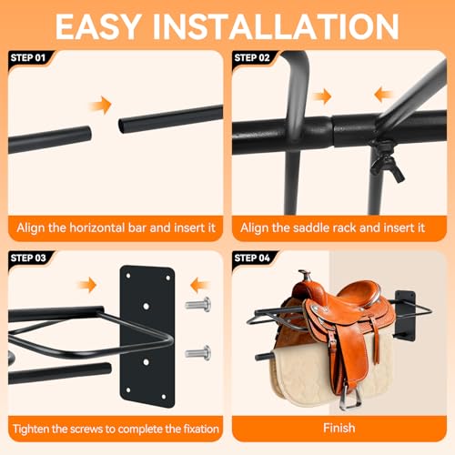 2 Pack Saddle Rack with Pad Bar, Heavy-Duty Wall Mounted Saddle Stand