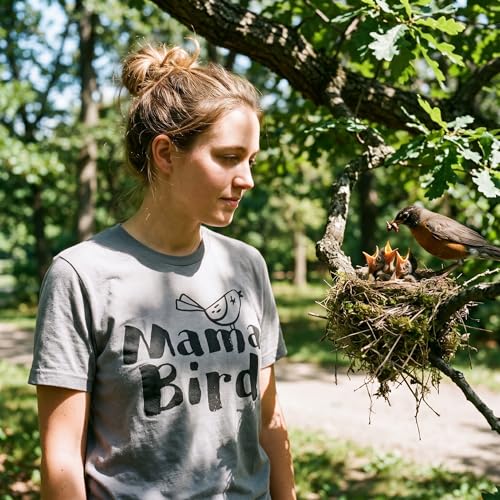 Funny Animal T Shirts for Mom Cute Mothers Day Tees with Funny Sayings Mama Bear Tees - color: Dark Heather Grey - Mama Bird, size: Small