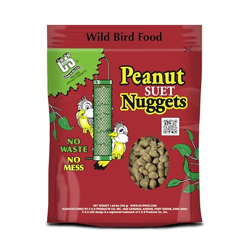 C&S Peanut Flavor Suet Nuggets, Bird Suet for Woodpeckers, 27 Ounces - size: 1.69 Pound (Pack of 1)