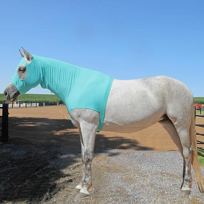 Horse Slinky Hood with Zipper, Stretchy Sleazy Hood Turquoise M - color: Turquoise, size: Medium
