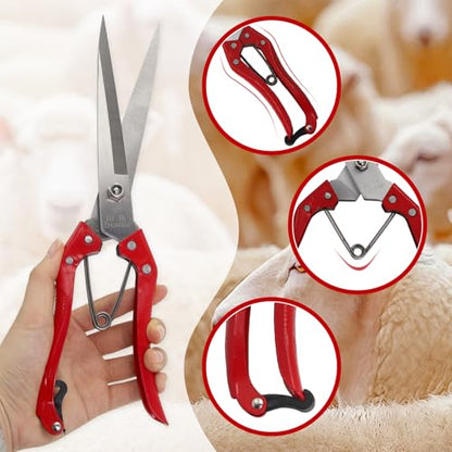 Sheep Shears Manual Stainless Steel Spring Loaded Wool Clipping Scissors