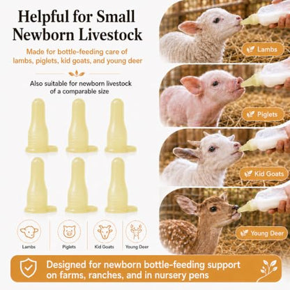 6-Pack Thicker Silicone Bottle-Feeding Nipples for Newborn Livestock
