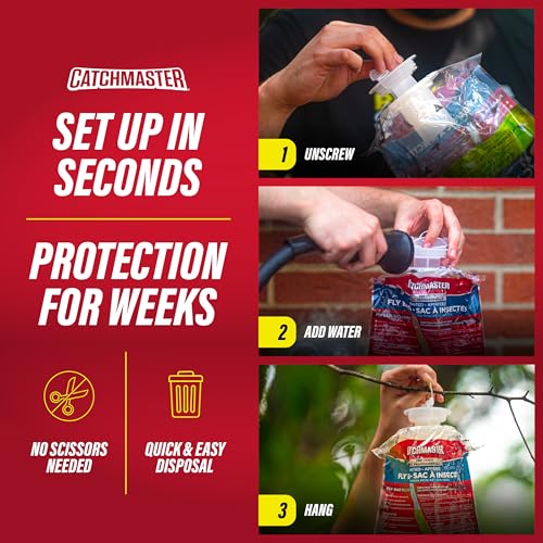 Catchmaster Disposable Outdoor Fly Trap, 8 Hanging Bags with Bait