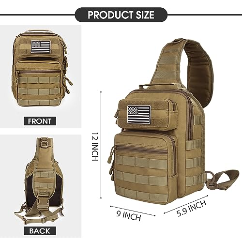HAOMUK Tactical Sling Bag Backpack Military Rover Shoulder Sling Pack Small EDC Crossbody Chest Bag for Men - color: Khaki
