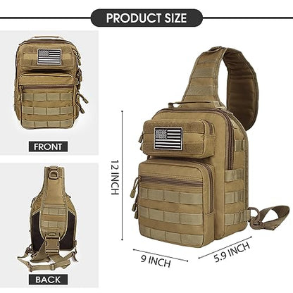 HAOMUK Tactical Sling Bag Backpack Military Rover Shoulder Sling Pack Small EDC Crossbody Chest Bag for Men - color: Khaki