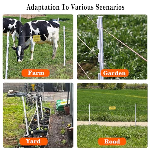 50 Pack 48'' Plastic Step-in Electric Fence Posts,Temporary Fence Stakes - color: White, size: 50 Pack