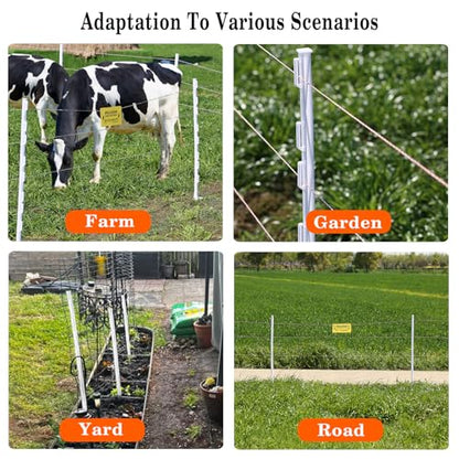 25 Pack 48'' Plastic Step-in Electric Fence Posts,Temporary Fence Stakes - color: White, size: 25 Pack