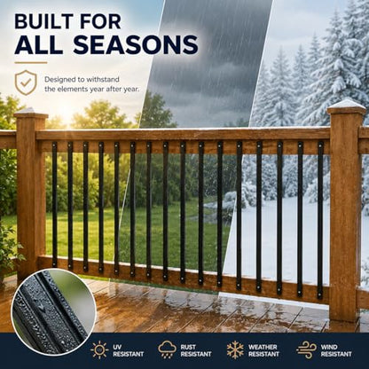 50 Pack 32.25" Aluminum Deck Balusters with Screws | Rust-Resistant Aluminum, Pre-Drilled for Side-Mount, Anti-Bend Flat Profile, for Deck Porch Stair Balcony Railing - size: 32.251inch