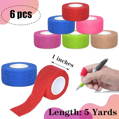 6 Pack Self Adhesive Bandage Wrap 1 Inches x 5 Yards - color: Mixed Colors, size: 1 Inch