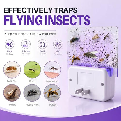 30 Pack Fly Traps Refill Cards (Refills Only) Compatible with LFSYS Plug in UV Light Fly Trap, Sticky Glue Board Refill for Fruit Flies, Gnats & Mosquitoes, Plug in Flying Trap Refills Indoor
