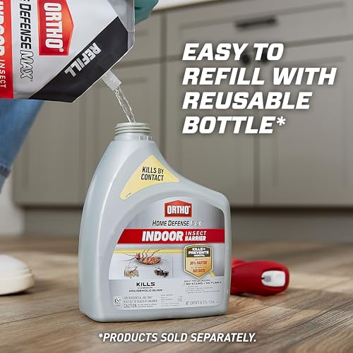Ortho Home Defense MAX Indoor Insect Barrier Refill, 1.5 L | Home Bug Killer Refill for Battery Powered Quickhand Sprayer, Kills Ants, Roaches, Spiders, Fleas and Ticks - color: Refill Pouch