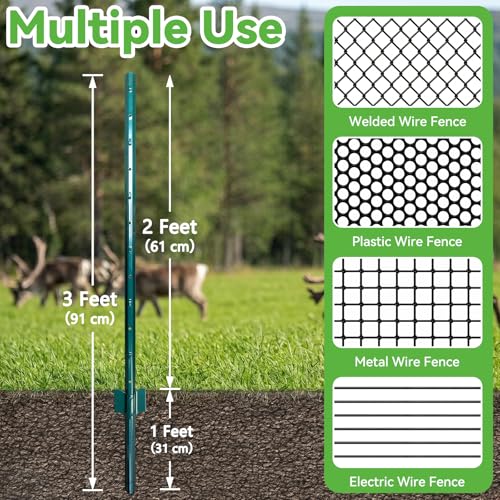 Metal 10Pack 3FT Fence Posts for Wire Fencing Heavy Duty U Post - size: 3 Feet