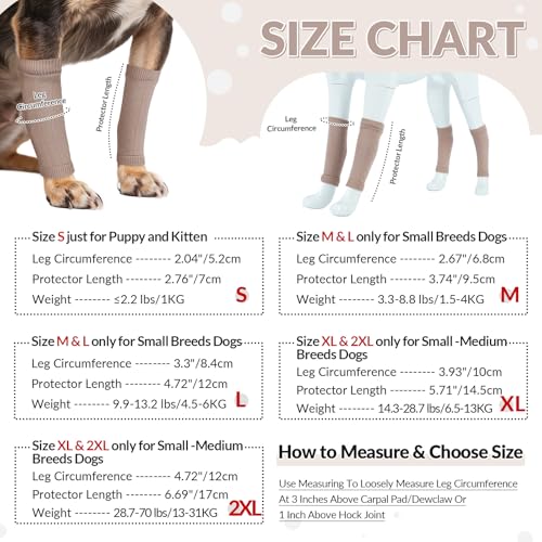 ROZKITCH 4 PCS Dog Front Sleeve to Help Reducing Licking Scratching Elbow - color: Cinnamon, size: M-Leg Girth: 2.67in