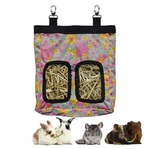 RIOUSSI Guinea Pig Hay Feeder, Hanging Rabbit Hay Feeder Bag. LittleFlowers - color: Littleflower
