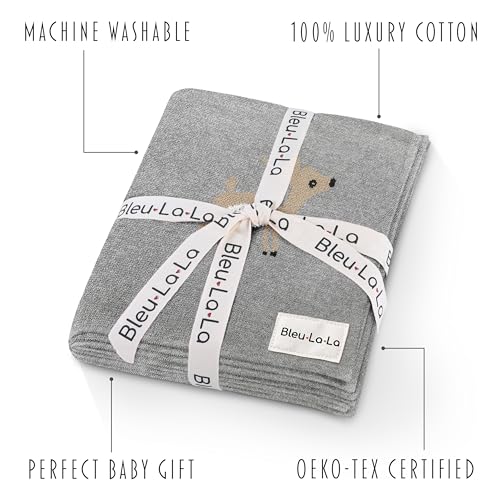 Knit Baby Swaddle Blanket - 100% Cotton Soft Cozy Receiving Swaddling Crib Stroller Quilt Blanket for Shower Gift Registry for Newborns, Infants, Toddlers, Unisex (Deer - Grey) - color: 12 - Deer - Grey