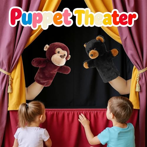 Plush Hand Puppet Toddler Cute BearSensory Learning Toy Washable Preschool Classroom Activity Supplies Creative Imaginative Play Stuffed Animal Gift Black Bear - color: Black Bear