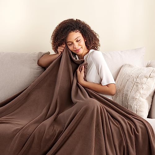 Berkshire Blanket Microfleece Throw Size Bed Throw Blanket Taupe, Lightweight Soft Breathable Plush Micro Fleece Throw Blanket for Travel, Bed and Couch, 50x60 Inches - color: Foal, size: Throw/Throw XL