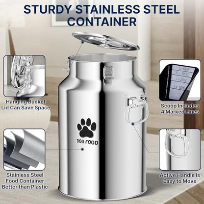 40Lbs Large Metal Dog Food Storage Container, Stainless Steel Dog Food Storage Container